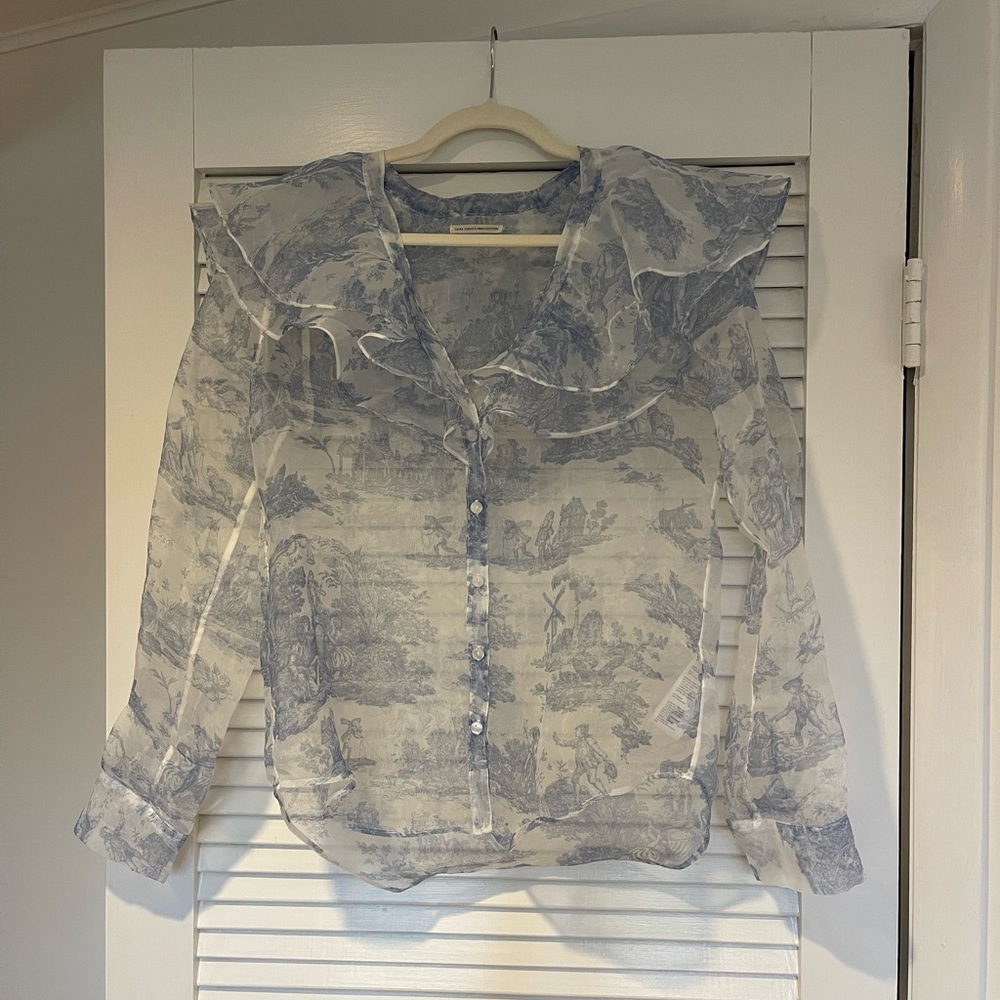 Laura Ashley and Urban Outfitters sheer Toile Blouse Cottagecore